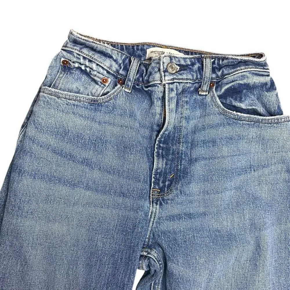 Abercrombie & Fitch The 90's Relaxed High Rise Jeans sz 2 26 Curve Love Stretch - Picture 2 of 6